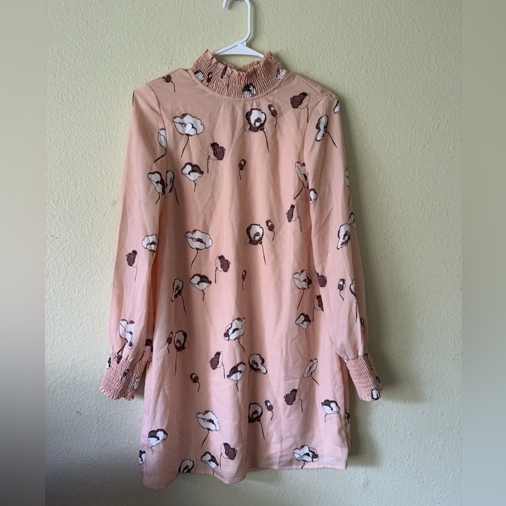 Boho Floral High Neck Long Sleeve Dress - Vero Moda XS